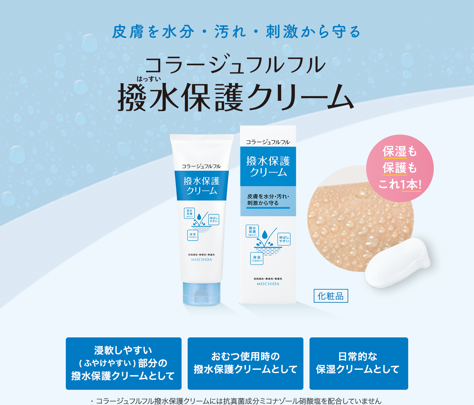 皮膚を水分・汚れ・刺激から守る コラージュフルフル撥水保護クリーム